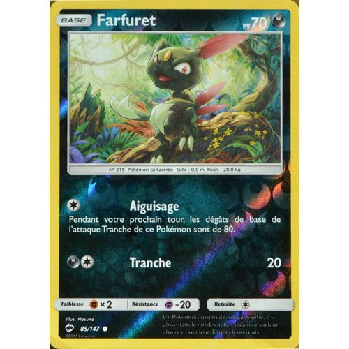 Carte Pokémon 85/147 Farfuret 70 Pv - Reverse Sl3 - Soleil Et Lune - Ombres Ardentes Neuf Fr