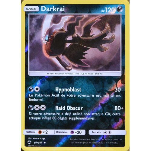 Carte Pokémon 87/147 Darkrai 120 Pv - Holo Reverse Sl3 - Soleil Et Lune - Ombres Ardentes Neuf Fr