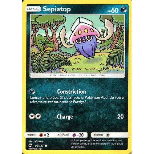 Carte Pokémon 89/147 Sepiatop 60 Pv - Reverse Sl3 - Soleil Et Lune - Ombres Ardentes Neuf Fr