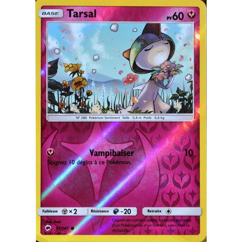 Carte Pokémon 91/147 Tarsal 60 Pv Sl3 - Soleil Et Lune - Ombres Ardentes Neuf Fr