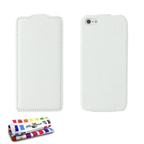 Etui À Rabat Iphone 5 5s Se Blanc White Cuir Similu Open Flip Design