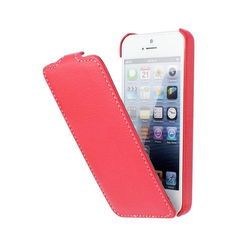 Etui À Rabat Iphone 5 5s Se Rouge Red Cuir Simili Open Flip Design