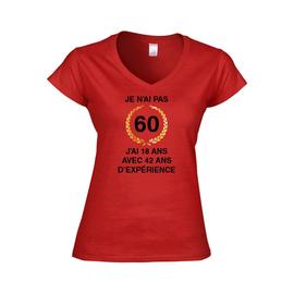 T Shirt Femme Col V Anniversaire Experience 60 Ans Rakuten