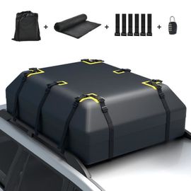 Costway 600l Coffre De Toit De Voiture Étanche - 14 Sangles 6 Crochets De Porte, Verrouillage, Tapis Antidérapant, Sac De Rangement