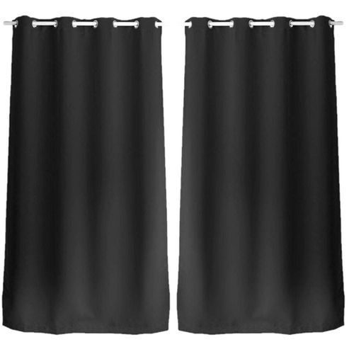 Lot De 2 Rideaux Unis Occultants Avec ¿Illets - 140 X 240 Cm - Noir