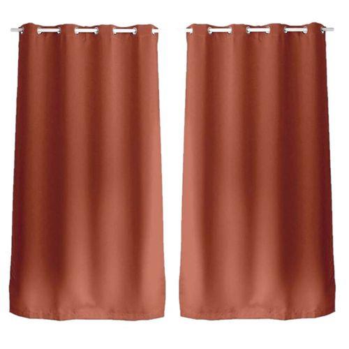 Lot De 2 Rideaux Occultants Basic À 8 ¿Illets - Longueur 240 Cm X Largeur 140 Cm - Orange Terre Cuite