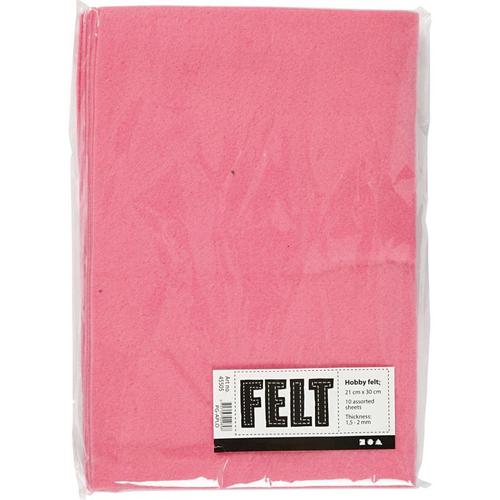 Creativ Company - Hobby Felt Pink A4, 10 Sheets 45505