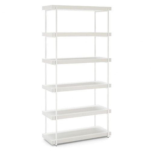 Bibliothèque Ouverte Libra Cadre Métal 6 Étagères Mélaminé Blanc
