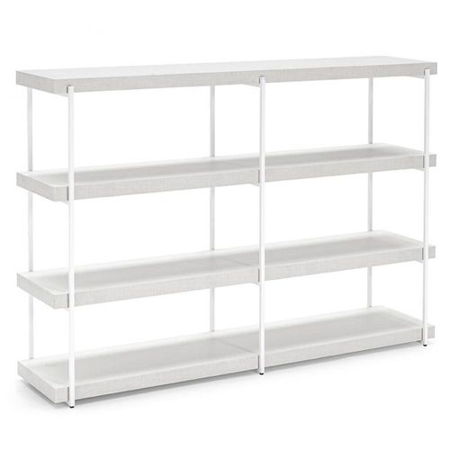 Bibliothèque Ouverte Libra Cadre Métal 4 Étagères Mélaminé Blanc