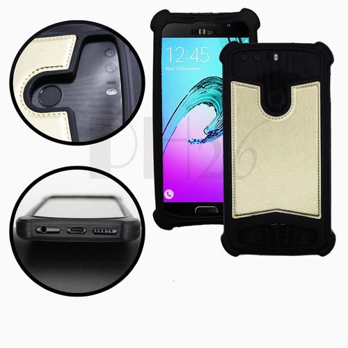 Huawei Mate S Coque Arrière Façon Cuir Or Gold Contours En Silicone Gel Anti-Chocs By Ph26®