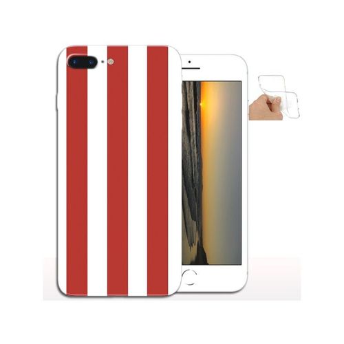 Coque Silicone Rayures Rouges Iphone 8 Plus, Coque Telephone 5.5 Pouces