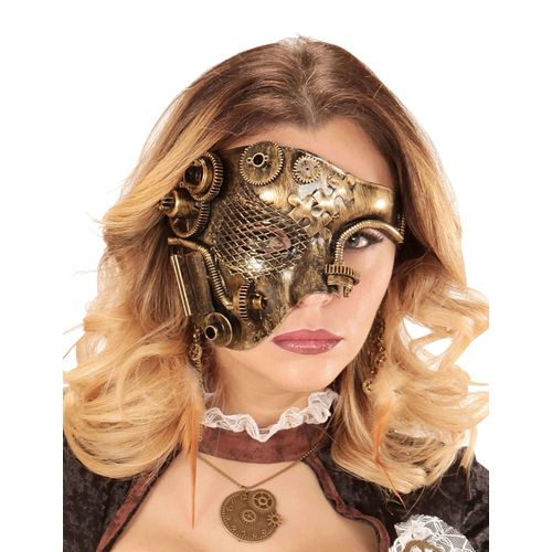 Demi Masque Doré Rouages Adulte Steampunk Taille Unique