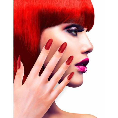 Faux Ongles Adhésifs Rouge Pailletés Adulte 