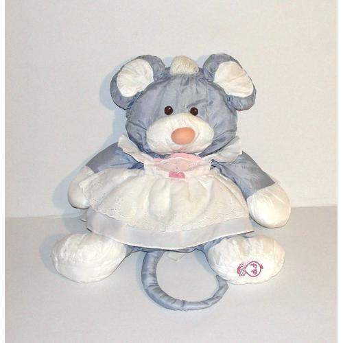 Souris Fisher Price Rare Doudou Puffalump Animal Gris Blanc Peluche En Toile  43 Cm