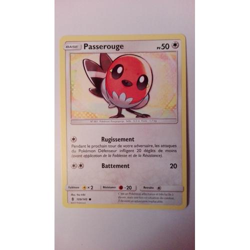 Pokémon - 109/145 - Passerouge - Sl2 - Soleil Et Lune - Gardiens Ascendants - Commune