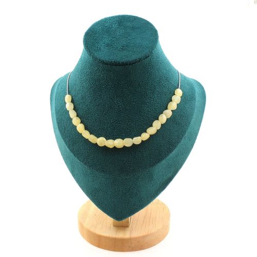 Collier 20 Perles Calcite Jaune Du Royaume-Uni. Chaine En Acier Collier Femmes, Hommes. Taille Personnalisable.