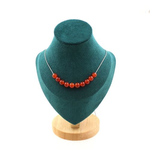 Collier 10 Perles Cornaline D'uruguay Qualité 5a 8 Mm. Chaine En Acier Collier Femmes, Hommes. Taille Personnalisable.