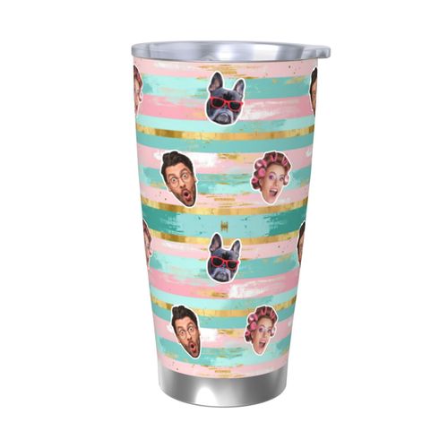 Gobelet Personnalisé Avec Visage 590ml Saint-Valentin Rose Et Turquoise = 3 Tasse De Café Pour Voiture Avec Photo D'animaux De Compagnie,Bébé,Enfants,Hommes,Femmes
