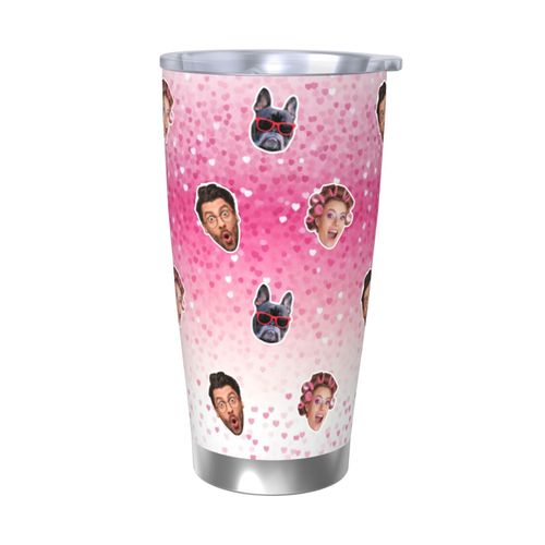 Gobelet Personnalisé Avec Visage 590ml Pimk Ombre Paillettes = 1 Tasse De Café Pour Voiture Avec Photo D'animaux De Compagnie,Bébé,Enfants,Hommes,Femmes