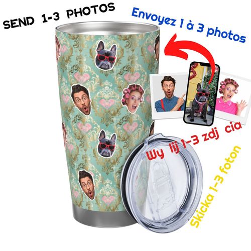 Gobelet Personnalisé Avec Visage 590ml Saint-Valentin Rose Et Turquoise = 9 Tasse De Café Pour Voiture Avec Photo D'animaux De Compagnie,Bébé,Enfants,Hommes,Femmes
