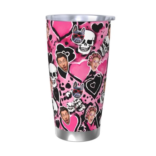 Gobelet Personnalisé Avec Visage 590ml Crânes Romantiques Gothiques Roses =6 Tasse De Café Pour Voiture Avec Photo D'animaux De Compagnie,Bébé,Enfants,Hommes,Femmes