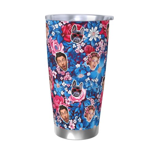 Gobelet Personnalisé Avec Visage 590ml Motif De Petites Fleurs Pastel = 16 Tasse De Café Pour Voiture Avec Photo D'animaux De Compagnie,Bébé,Enfants,Hommes,Femmes