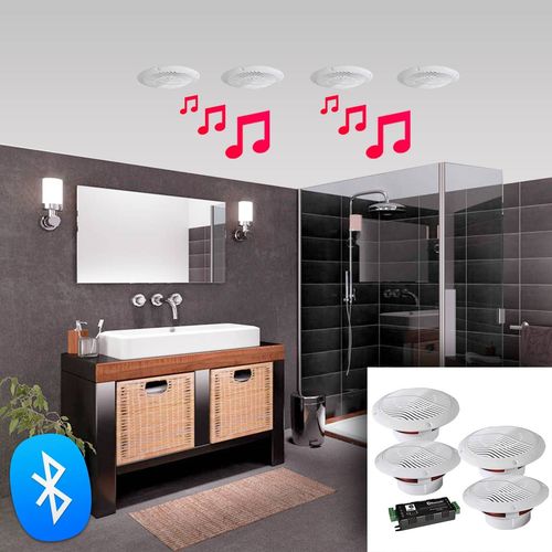 Kit de 4 Haut-parleurs de plafond étanches 160W BLUETOOTH - E-AUDIO B403BL