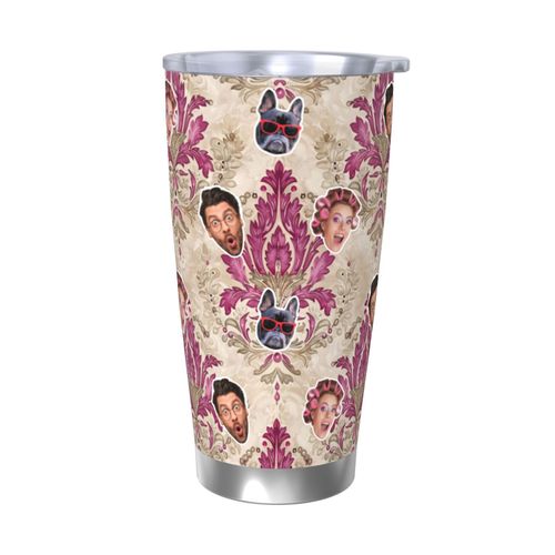 Gobelet Personnalisé Avec Visage 590ml Pastel Princesse Perles Aquarelle Damassé=9 Tasse De Café Pour Voiture Avec Photo D'animaux De Compagnie,Bébé,Enfants,Hommes,Femmes