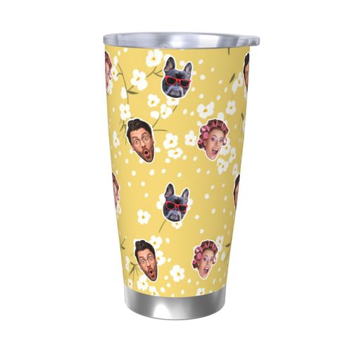 Gobelet Personnalisé Avec Visage 590ml Motif De Petites Fleurs Pastel = 10 Tasse De Café Pour Voiture Avec Photo D'animaux De Compagnie,Bébé,Enfants,Hommes,Femmes