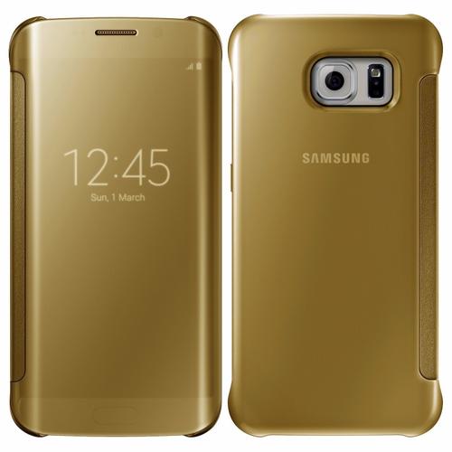 Coque Etui À Rabat Samsung Galaxy S7 Miroir Or Aluminium Design