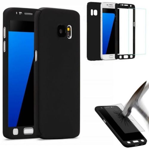 Coque Integrale Samsung Galaxy S6 Noir 360 Degres Full Protection + 1 Verre Trempé