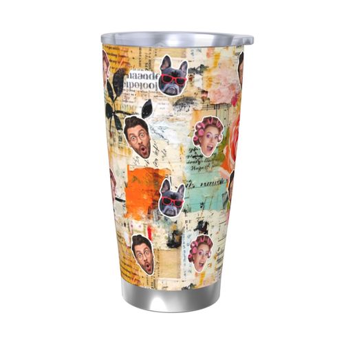 Gobelet Personnalisé Avec Visage 590ml Journal Français Collage Peach Paris =13 Tasse De Café Pour Voiture Avec Photo D'animaux De Compagnie,Bébé,Enfants,Hommes,Femmes