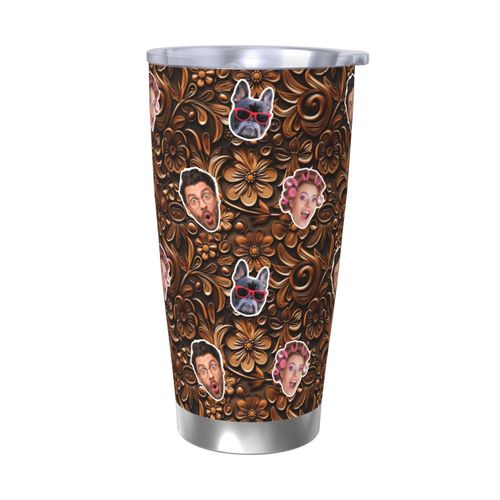 Gobelet Personnalisé Avec Visage 590ml Sculpture Occidentale Florale = 2 Tasse De Café Pour Voiture Avec Photo D'animaux De Compagnie,Bébé,Enfants,Hommes,Femmes
