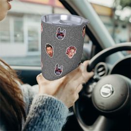 Gobelet Personnalisé Avec Visage 590ml Paillettes Argentées = 6 Tasse De Café Pour Voiture Avec Photo D'animaux De Compagnie,Bébé,Enfants,Hommes,Femmes