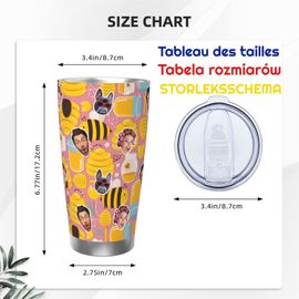 Gobelet Personnalisé Avec Visage 590ml Abeille De Printemps = 3 Tasse De Café Pour Voiture Avec Photo D'animaux De Compagnie,Bébé,Enfants,Hommes,Femmes