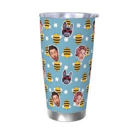 Gobelet Personnalisé Avec Visage 590ml Abeille De Printemps = 2 Tasse De Café Pour Voiture Avec Photo D'animaux De Compagnie,Bébé,Enfants,Hommes,Femmes