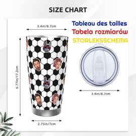 Gobelet Personnalisé Avec Visage 590ml Terrain De Football =14 Tasse De Café Pour Voiture Avec Photo D'animaux De Compagnie,Bébé,Enfants,Hommes,Femmes