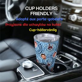 Gobelet Personnalisé Avec Visage 590ml Textile En Tissu Au Crochet Bleu Doux = 12 Tasse De Café Pour Voiture Avec Photo D'animaux De Compagnie,Bébé,Enfants,Hommes,Femmes