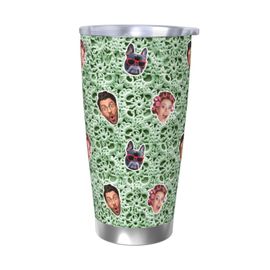 Gobelet Personnalisé Avec Visage 590ml Tissu Au Crochet Vert Doux = 7 Tasse De Café Pour Voiture Avec Photo D'animaux De Compagnie,Bébé,Enfants,Hommes,Femmes