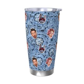 Gobelet Personnalisé Avec Visage 590ml Textile En Tissu Au Crochet Bleu Doux = 1 Tasse De Café Pour Voiture Avec Photo D'animaux De Compagnie,Bébé,Enfants,Hommes,Femmes