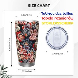 Gobelet Personnalisé Avec Visage 590ml Broderie Florale Japonaise =3 Tasse De Café Pour Voiture Avec Photo D'animaux De Compagnie,Bébé,Enfants,Hommes,Femmes