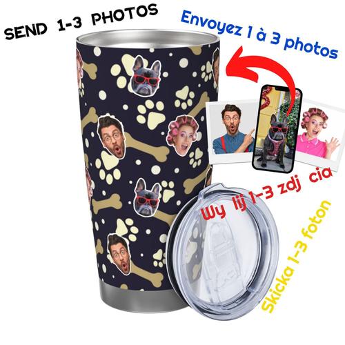 Gobelet Personnalisé Avec Visage 590ml Pack Empreinte De Patte Et Os=11 Tasse De Café Pour Voiture Avec Photo D'animaux De Compagnie,Bébé,Enfants,Hommes,Femmes