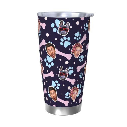 Gobelet Personnalisé Avec Visage 590ml Pack Empreinte Patte Et Os=9 Tasse De Café Pour Voiture Avec Photo D'animaux De Compagnie,Bébé,Enfants,Hommes,Femmes