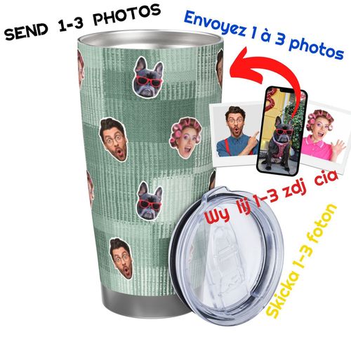 Gobelet Personnalisé Avec Visage 590ml Patchwork Ombré = 77 Tasse De Café Pour Voiture Avec Photo D'animaux De Compagnie,Bébé,Enfants,Hommes,Femmes