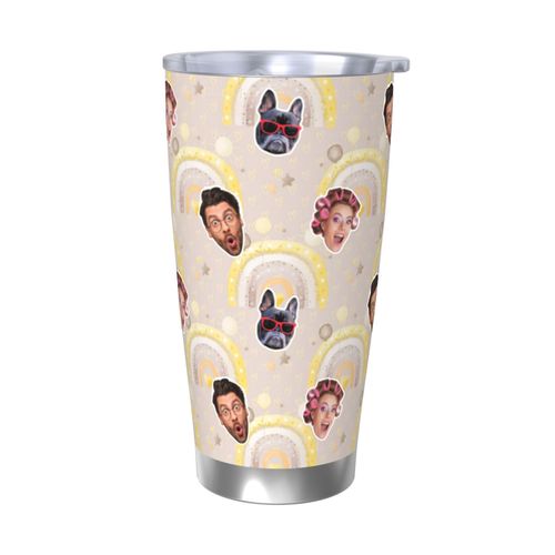 Gobelet Personnalisé Avec Visage 590ml Crèche Bébé Arc-En-Ciel=5 Tasse De Café Pour Voiture Avec Photo D'animaux De Compagnie,Bébé,Enfants,Hommes,Femmes