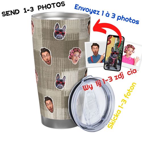 Gobelet Personnalisé Avec Visage 590ml Patchwork Ombré = 13 Tasse De Café Pour Voiture Avec Photo D'animaux De Compagnie,Bébé,Enfants,Hommes,Femmes