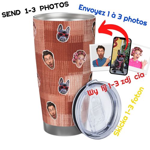 Gobelet Personnalisé Avec Visage 590ml Patchwork Ombré = 25 Tasse De Café Pour Voiture Avec Photo D'animaux De Compagnie,Bébé,Enfants,Hommes,Femmes