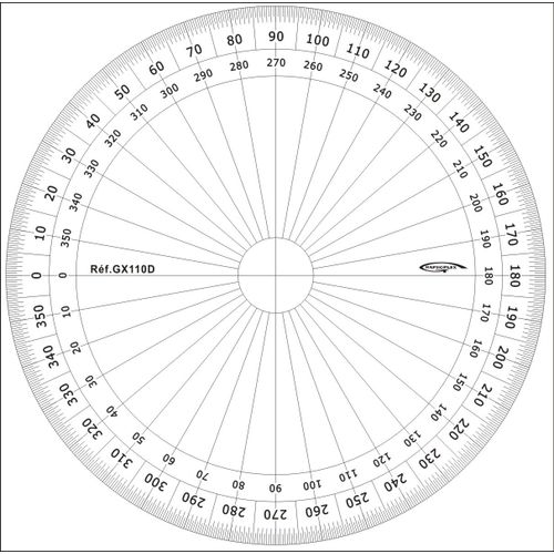 Rapporteur Cercle Entier Degrés Ø 10 Cm - Graphoplex
