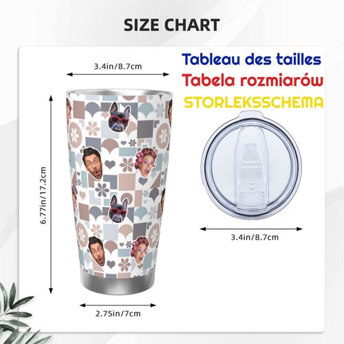 Gobelet Personnalisé Avec Visage 590ml Géométrique Neutre =15 Tasse De Café Pour Voiture Avec Photo D'animaux De Compagnie,Bébé,Enfants,Hommes,Femmes