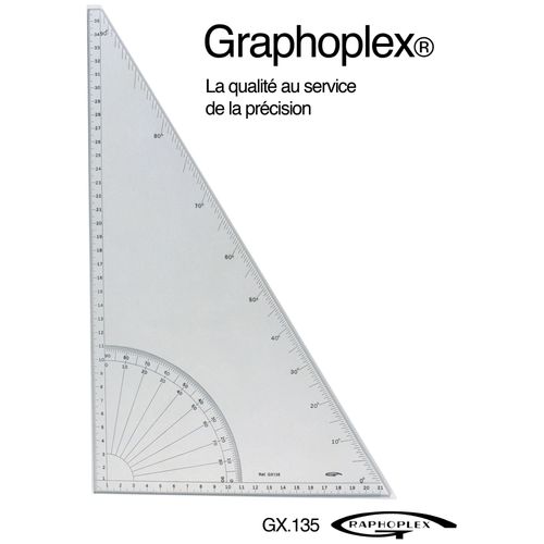 Equerre/Rapporteur 60° Graduations En Degrés Bords Droits - Graphoplex